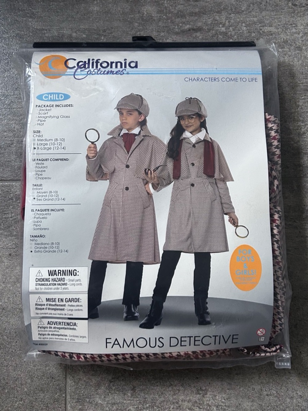 California Costumes Famous Detective Kids Costume Size XL 12-14